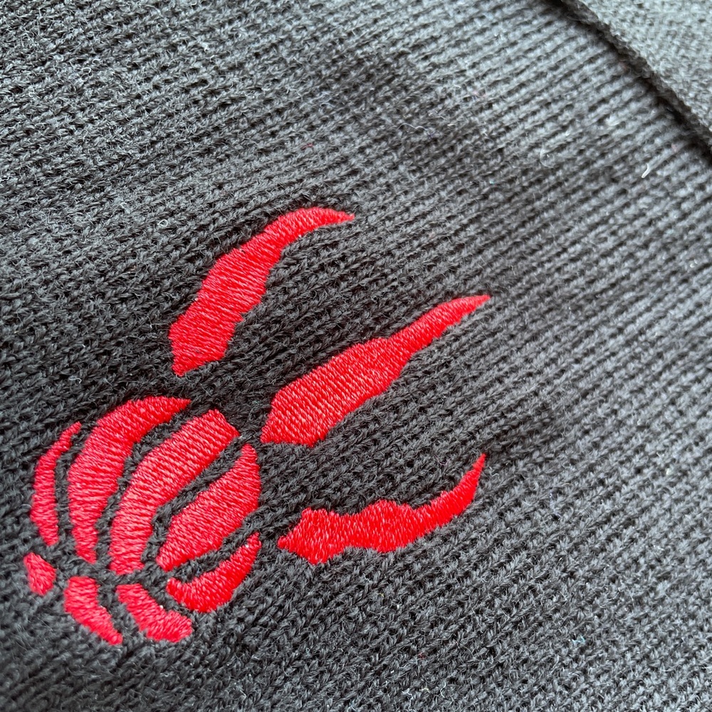 Black Raptors Scarf with Red Embroidery Logo